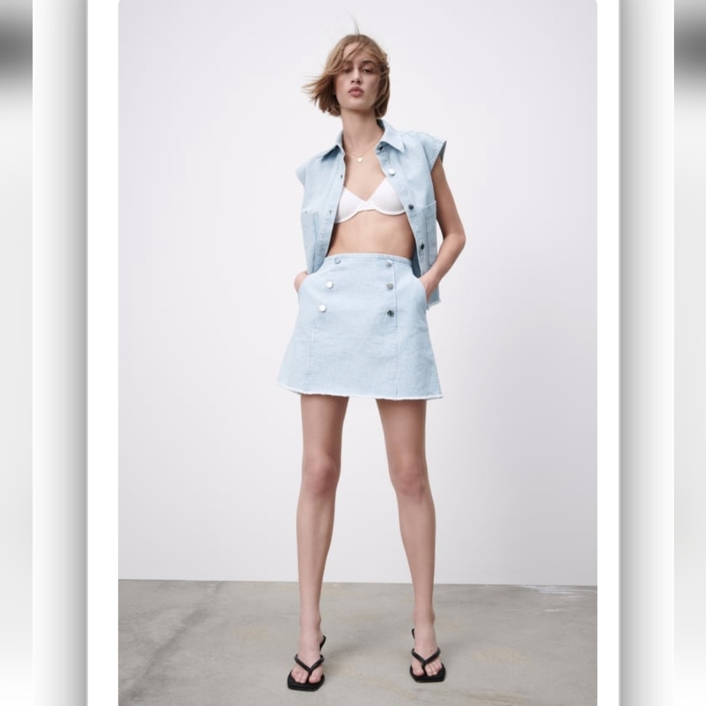 ZARA Denim striped skirt